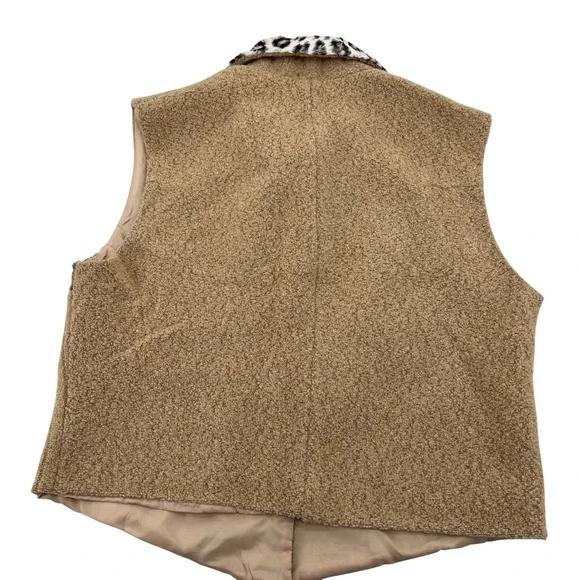 CONCINNO Patchwork Vintage Vest Leopard Collar Women's Size M Button Front - Picture 6 of 7